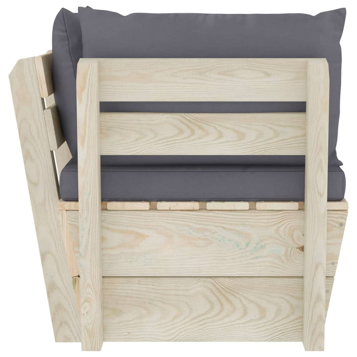 Divano Angolare da Giardino su Pallet e Cuscini Legno di Abete 3063348