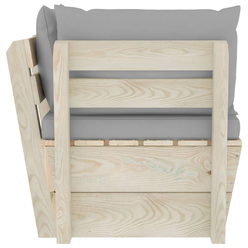 Divano Angolare da Giardino su Pallet e Cuscini Legno di Abete 3063349