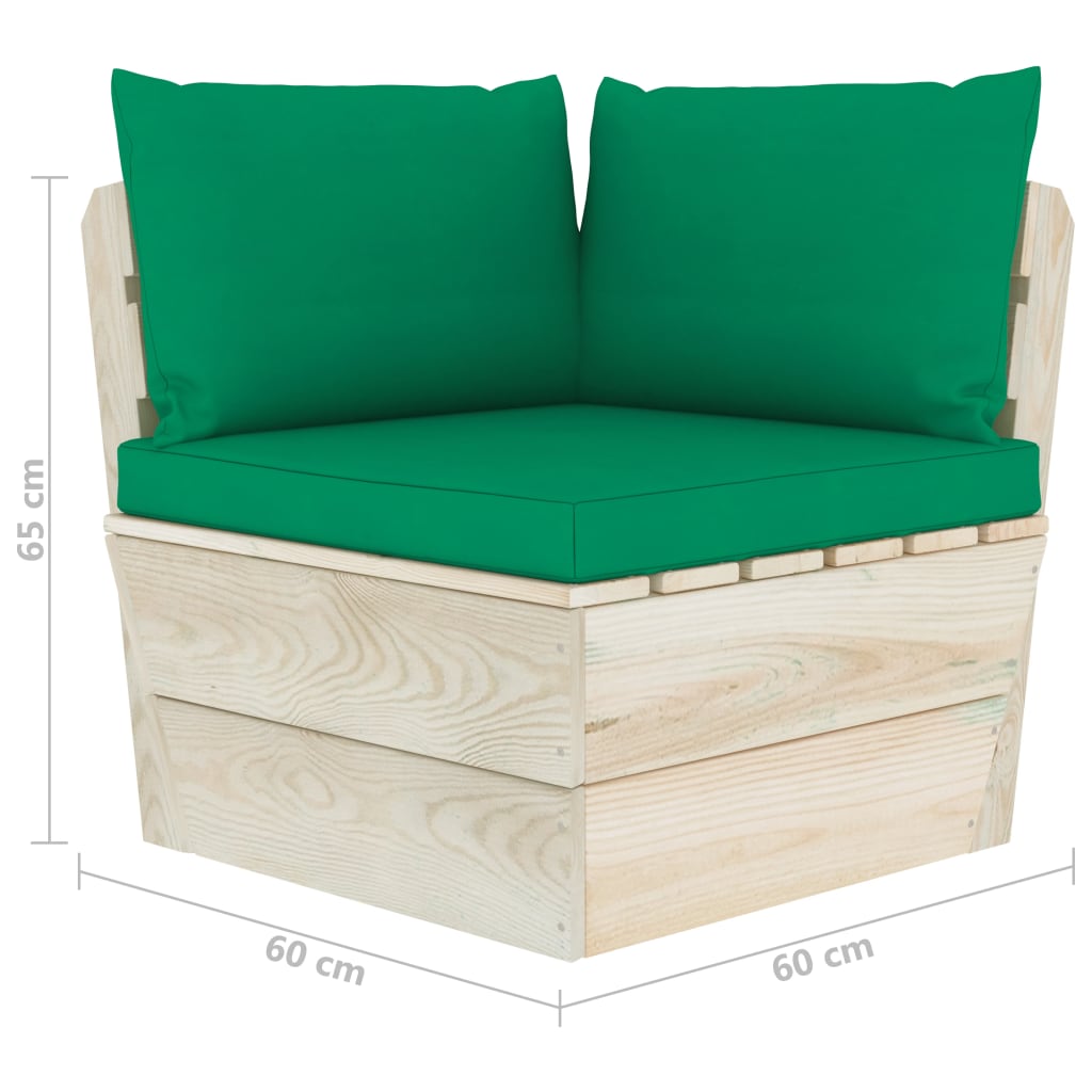 Divano Angolare da Giardino su Pallet e Cuscini-Sofa da Giardino-Divanetto da esterno Legno di Abete 208062