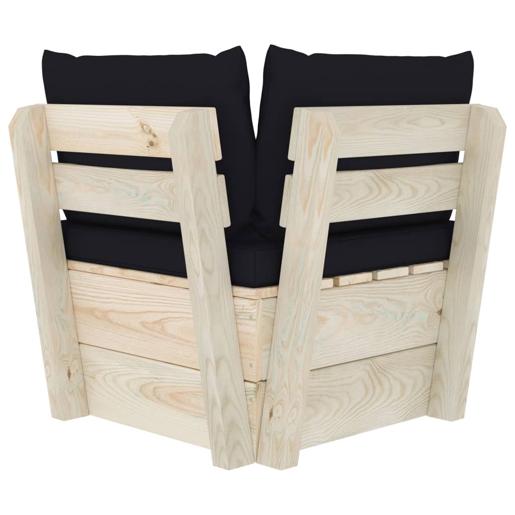 Divano Angolare da Giardino su Pallet e Cuscini-Sofa da Giardino-Divanetto da esterno Legno di Abete 175931