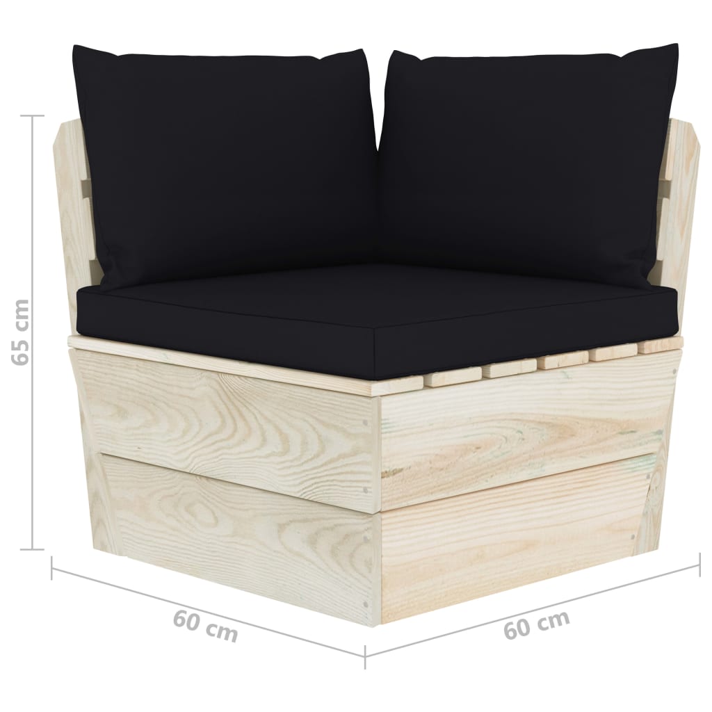 Divano Angolare da Giardino su Pallet e Cuscini-Sofa da Giardino-Divanetto da esterno Legno di Abete 175931