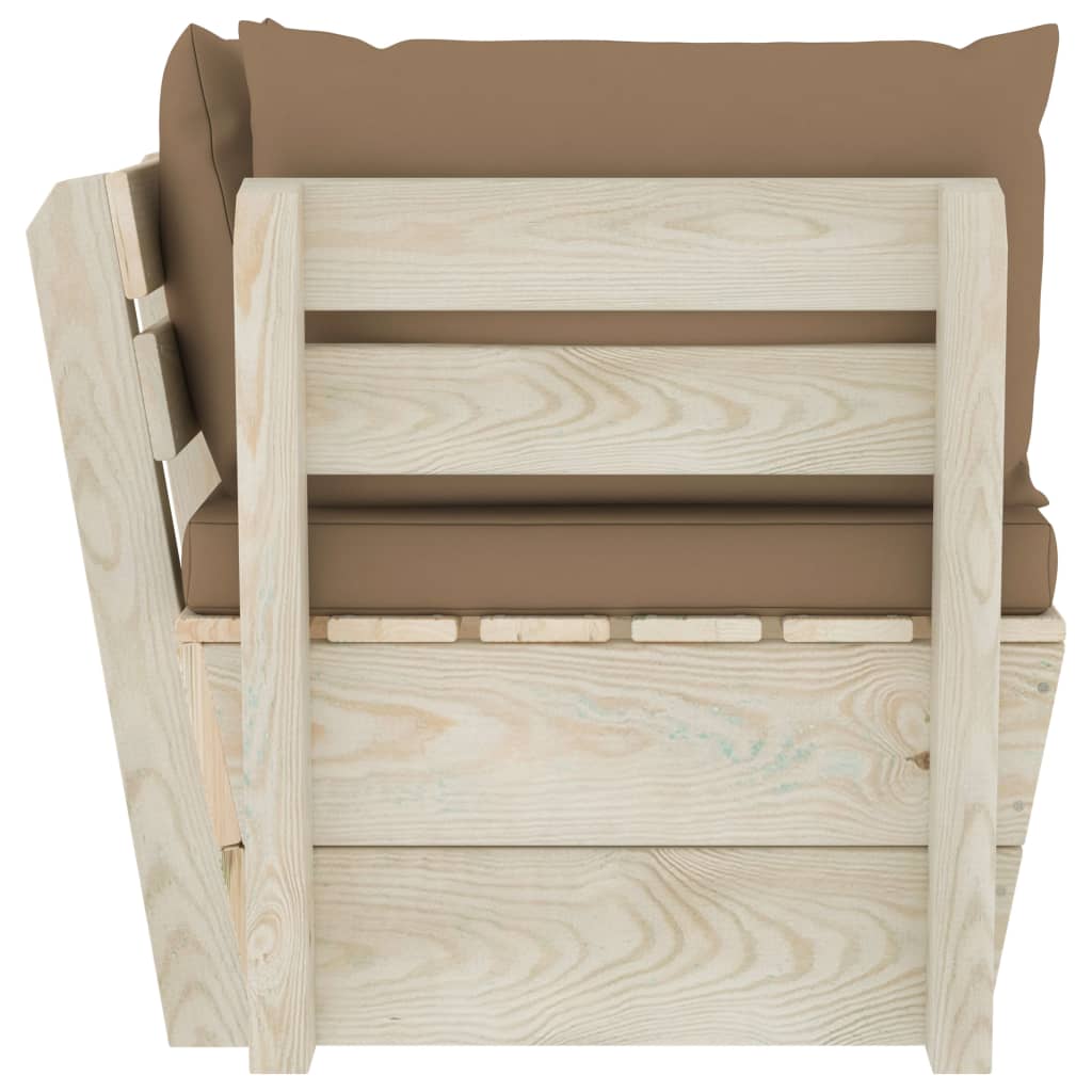 Divano Angolare da Giardino su Pallet e Cuscini Legno di Abete 3063356