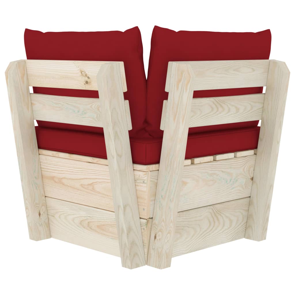 Divano Angolare da Giardino su Pallet e Cuscini-Sofa da Giardino-Divanetto da esterno Legno di Abete 566599