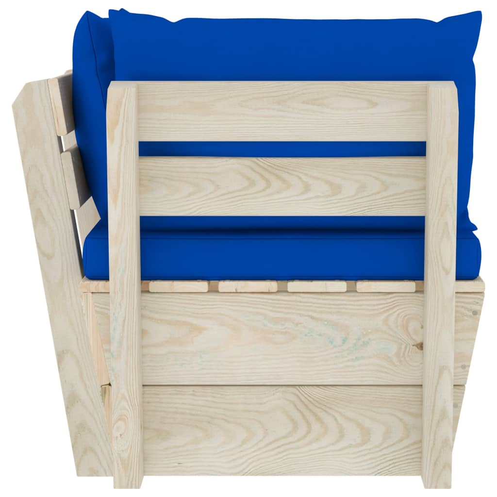 Divano Angolare da Giardino su Pallet e Cuscini Legno di Abete 3063358