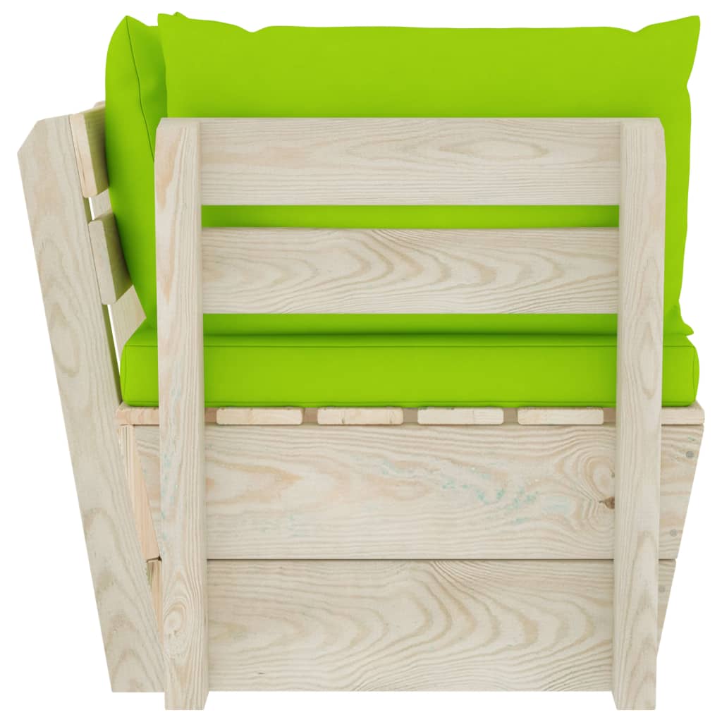 Divano Angolare da Giardino su Pallet e Cuscini Legno di Abete 3063359