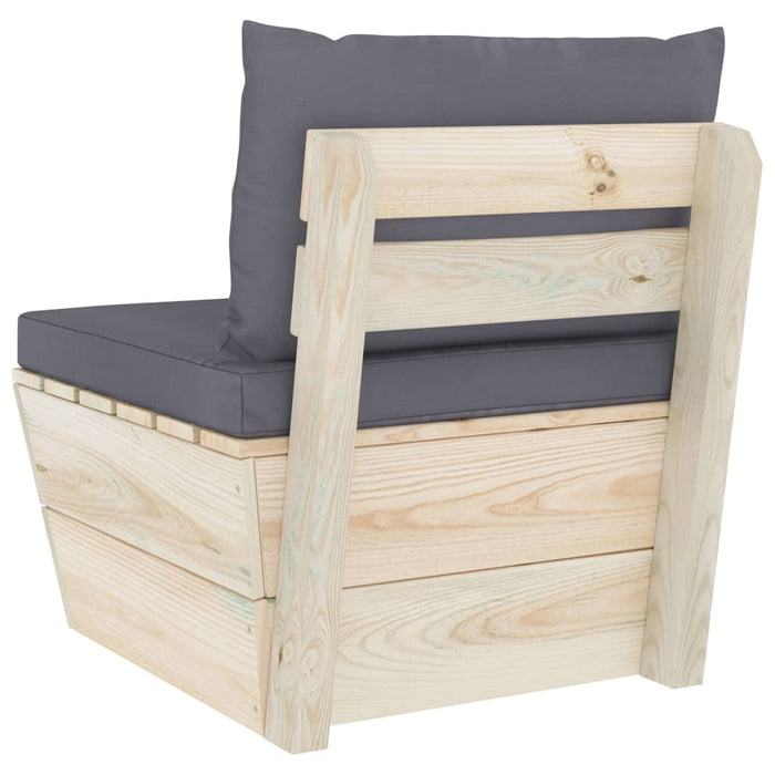 Divano Centrale da Giardino su Pallet e Cuscini Legno di Abete 3063360