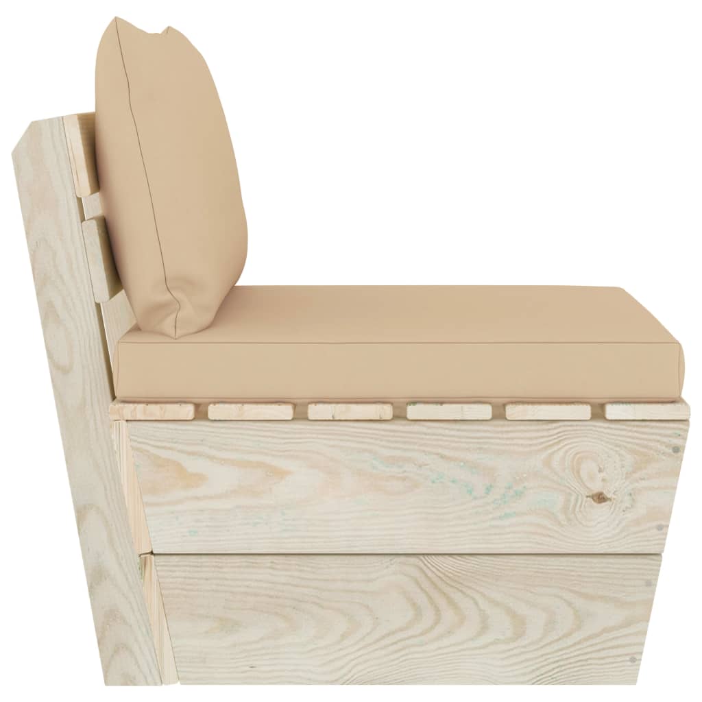 Divano Centrale da Giardino su Pallet e Cuscini Legno di Abete 3063363