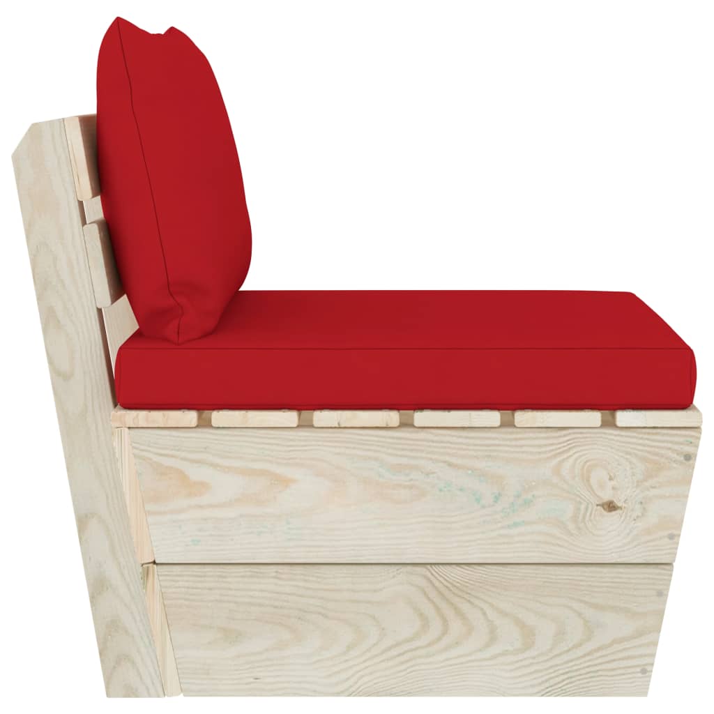 Divano Centrale da Giardino su Pallet e Cuscini Legno di Abete 3063366