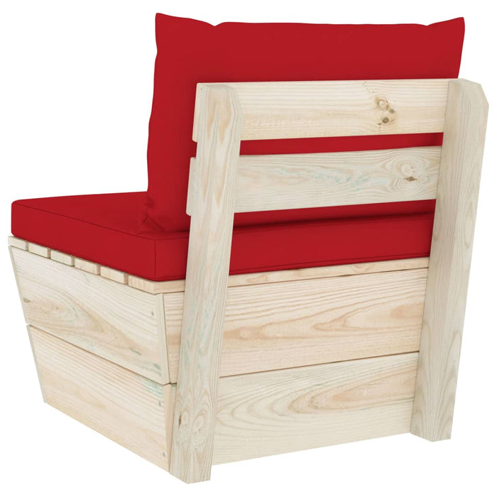 Divano Centrale da Giardino su Pallet e Cuscini Legno di Abete 3063366