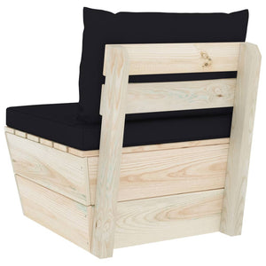 Divano Centrale da Giardino su Pallet e Cuscini Legno di Abete 3063367