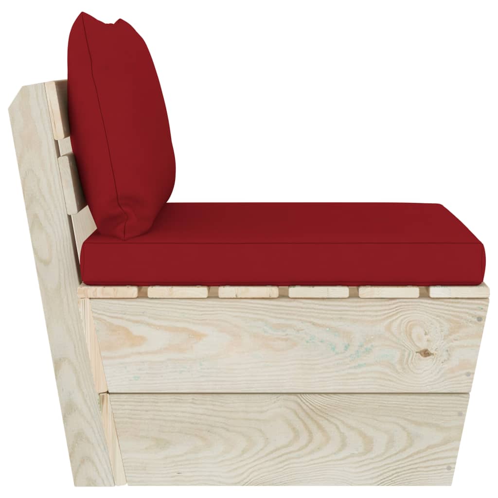 Divano Centrale da Giardino su Pallet e Cuscini Legno di Abete 3063369