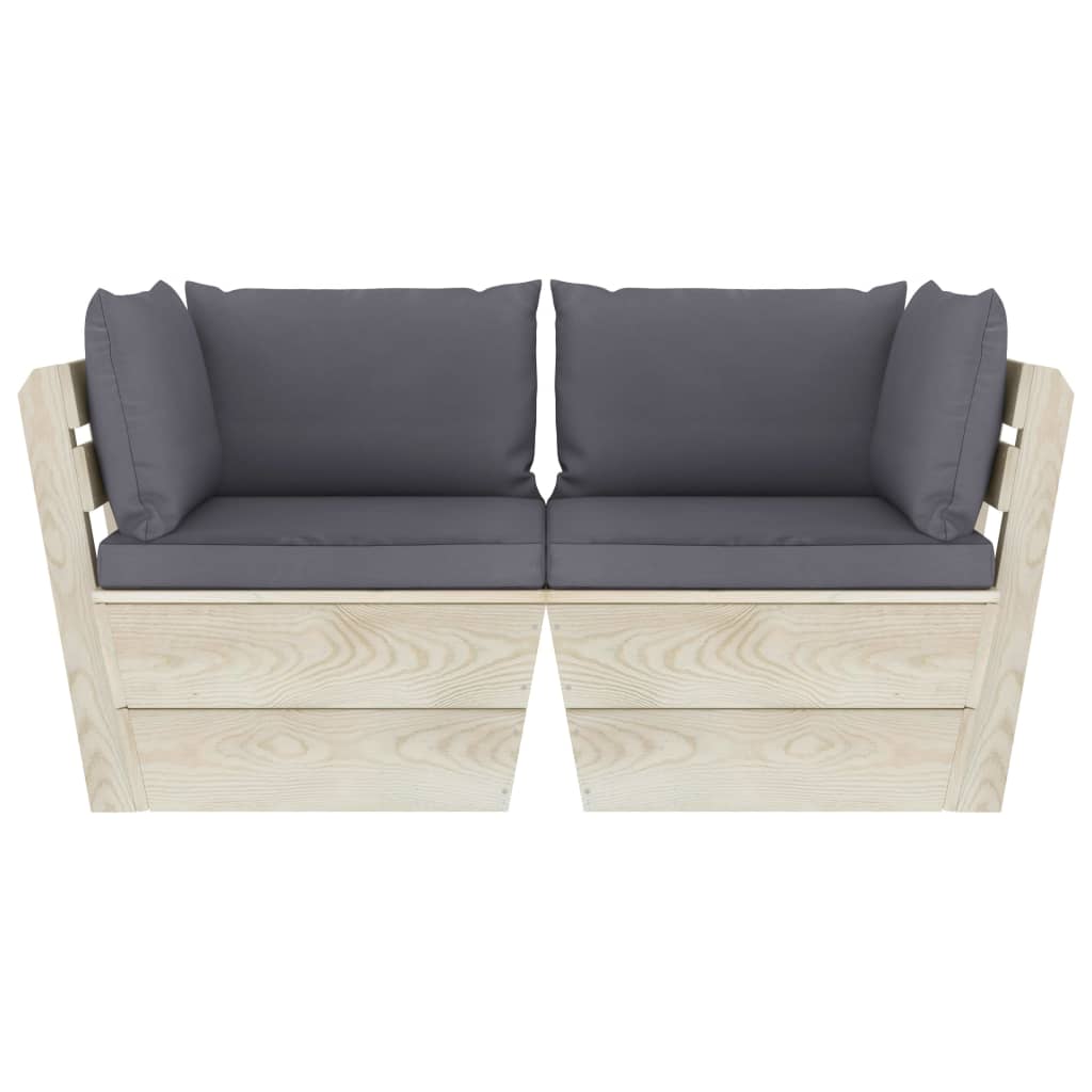 Divano da Giardino a 2 Posti su Pallet con Cuscini Legno Abete cod mxl 41572