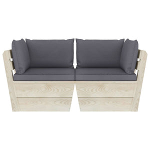 Divano da Giardino a 2 Posti su Pallet con Cuscini Legno Abete cod mxl 41572