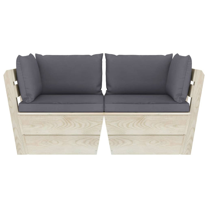 Divano da Giardino a 2 Posti su Pallet con Cuscini Legno Abete cod mxl 41572