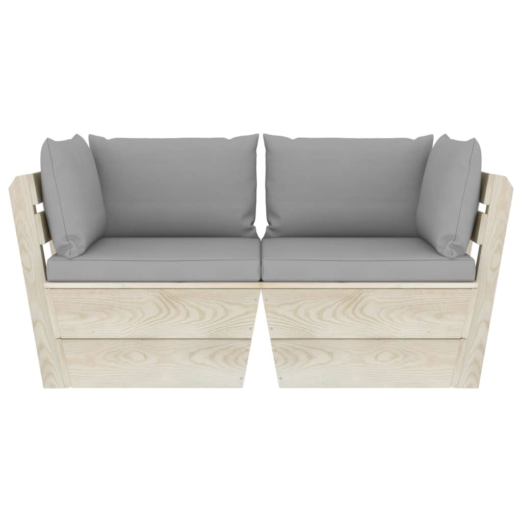 Divano da Giardino a 2 Posti su Pallet con Cuscini Legno Abete 3063385