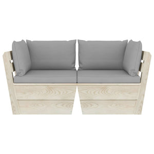 Divano da Giardino a 2 Posti su Pallet con Cuscini Legno Abete 3063385