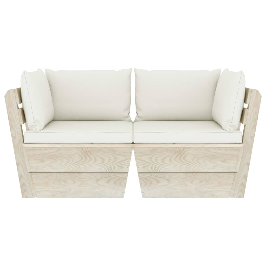 Divano da Giardino a 2 Posti su Pallet con Cuscini Legno Abete 3063386