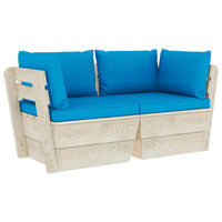 Divano da Giardino a 2 Posti su Pallet con Cuscini Legno Abete 3063388