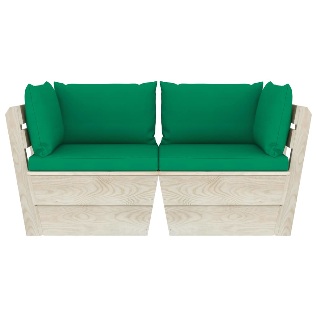 Divano da Giardino a 2 Posti su Pallet con Cuscini Legno Abete 3063389