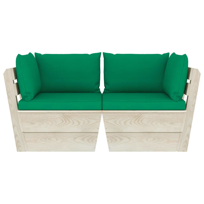 Divano da Giardino a 2 Posti su Pallet con Cuscini Legno Abete 3063389