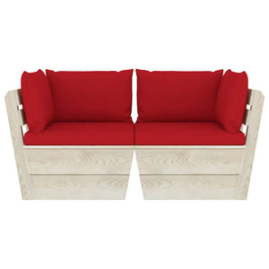 Divano da Giardino a 2 Posti su Pallet con Cuscini Legno Abete cod mxl 42112