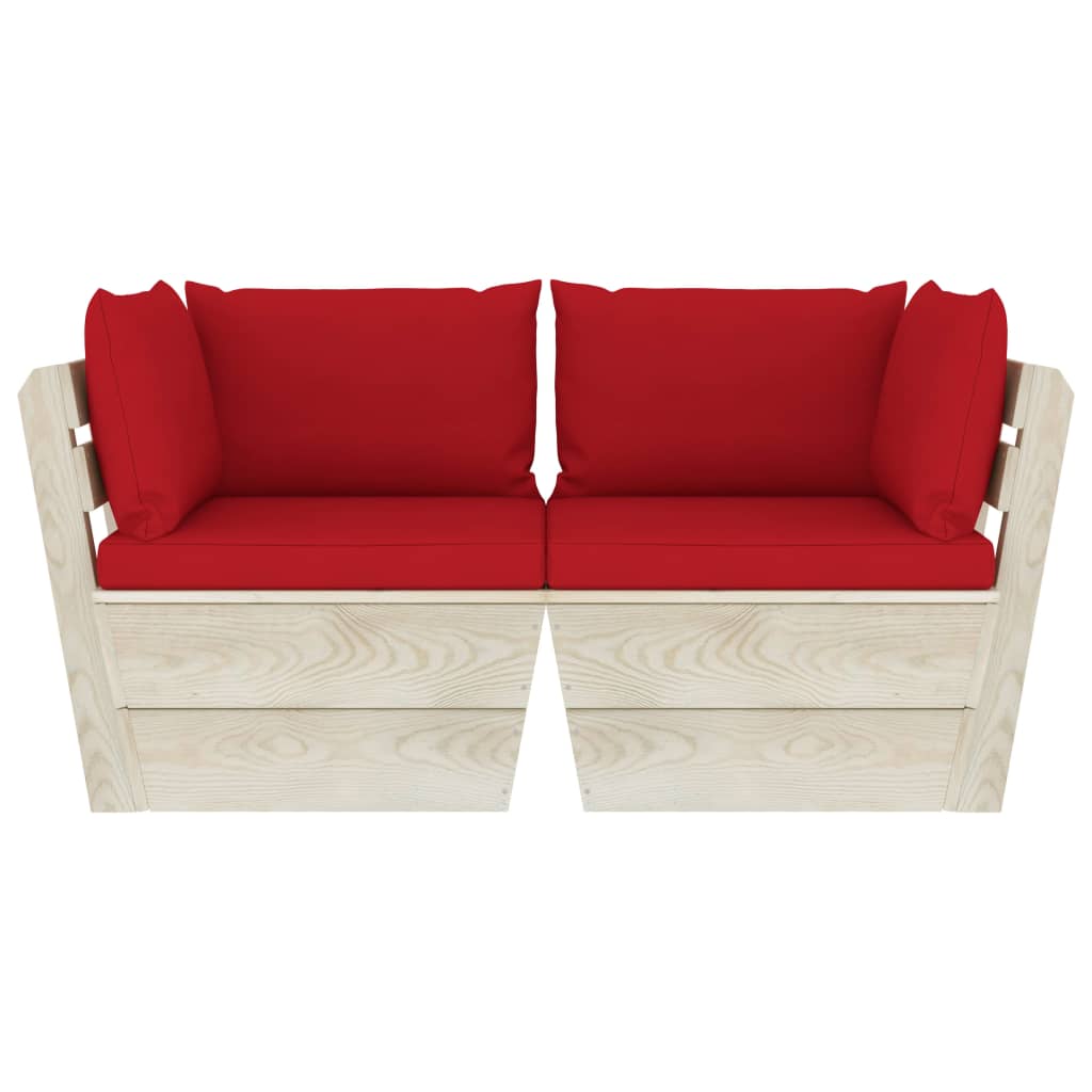 Divano da Giardino a 2 Posti su Pallet con Cuscini Legno Abete 3063390