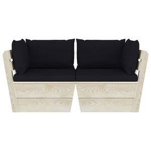 Divano da Giardino a 2 Posti su Pallet con Cuscini Legno Abete 3063391