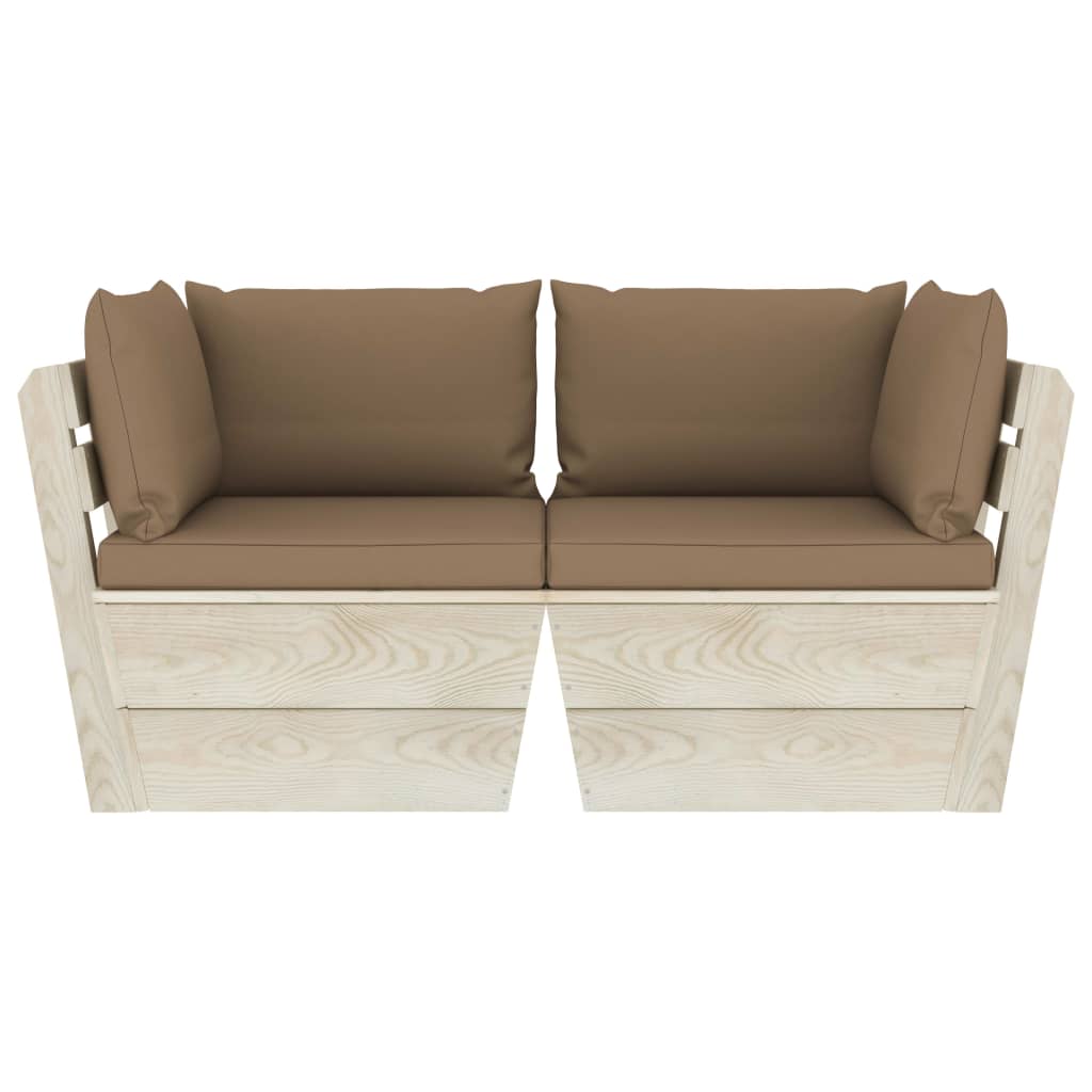 Divano da Giardino a 2 Posti su Pallet con Cuscini Legno Abete cod mxl 43543