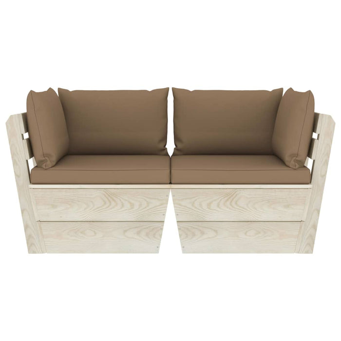 Divano da Giardino a 2 Posti su Pallet con Cuscini Legno Abete cod mxl 43543