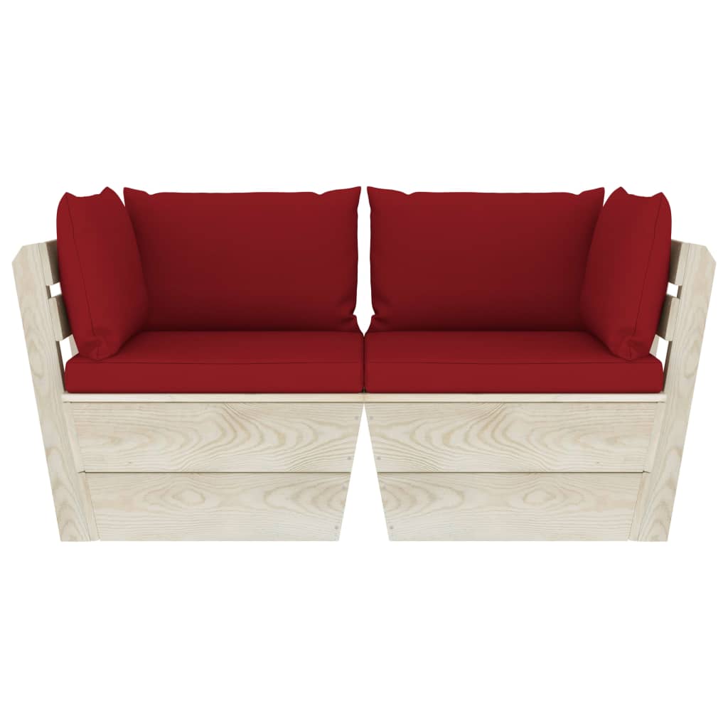 Divano da Giardino a 2 Posti su Pallet con Cuscini Legno Abete 3063393