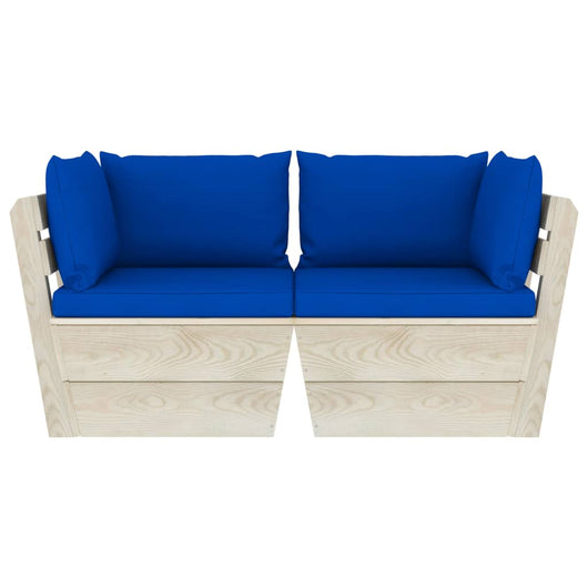 Divano da giardino pallet 2 posti con cuscini in legno di abete 02_0013281