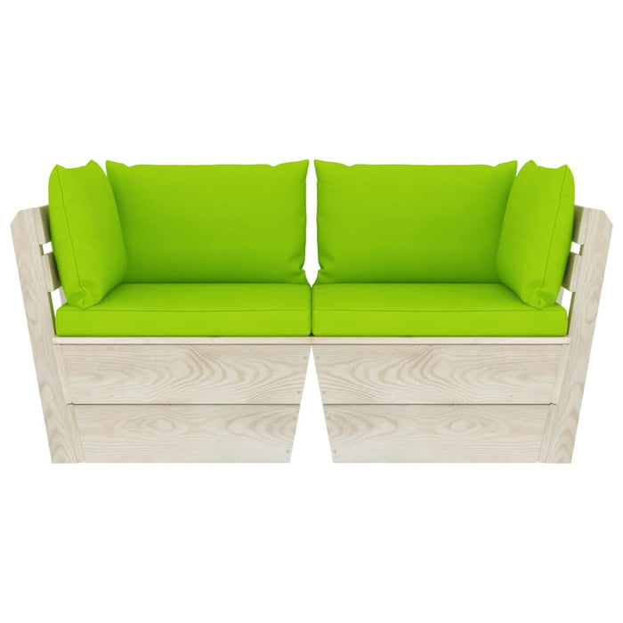 Divano da Giardino a 2 Posti su Pallet con Cuscini Legno Abete 3063395