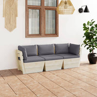 Divano da Giardino a 3 Posti su Pallet con Cuscini Legno Abete cod mxl 48270