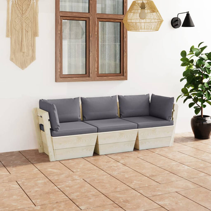 Divano da Giardino a 3 Posti su Pallet con Cuscini Legno Abete cod mxl 48270