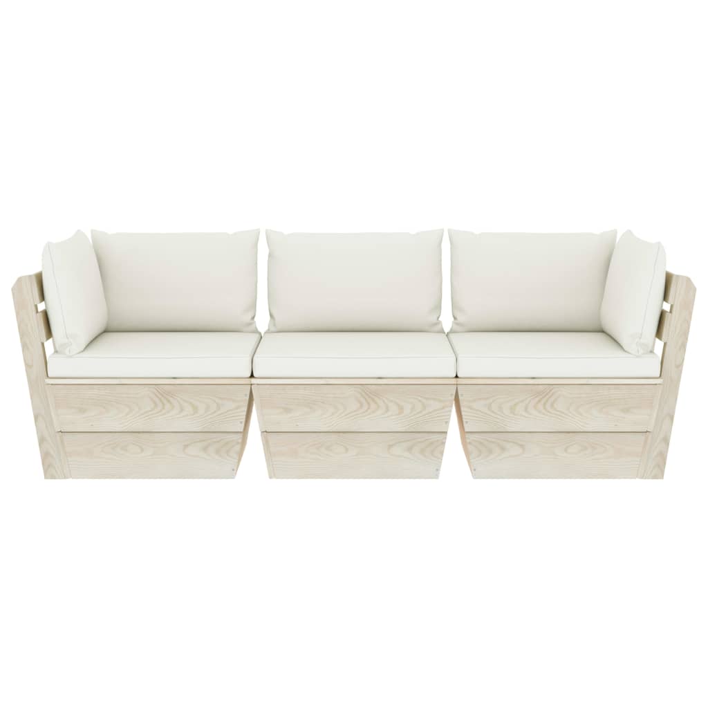 Divano da Giardino a 3 Posti su Pallet con Cuscini Legno Abete 3063398
