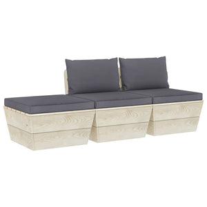 Set Divani da Giardino su Pallet 3 pz con Cuscini Legno Abete 3063408