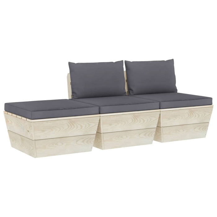 Set Divani da Giardino su Pallet 3 pz con Cuscini Legno Abete 3063408