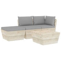 Set Divani da Giardino su Pallet 4 pz con Cuscini Legno Abete 3063433
