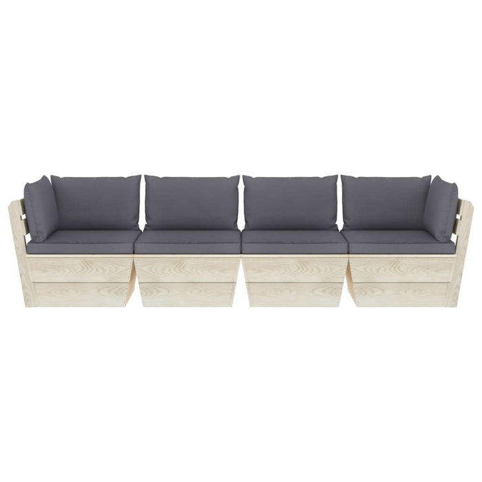 Divano da Giardino a 4 Posti su Pallet con Cuscini Legno Abete cod mxl 49159