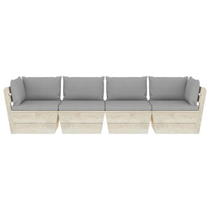 Divano da Giardino a 4 Posti su Pallet con Cuscini Legno Abete cod mxl 45060