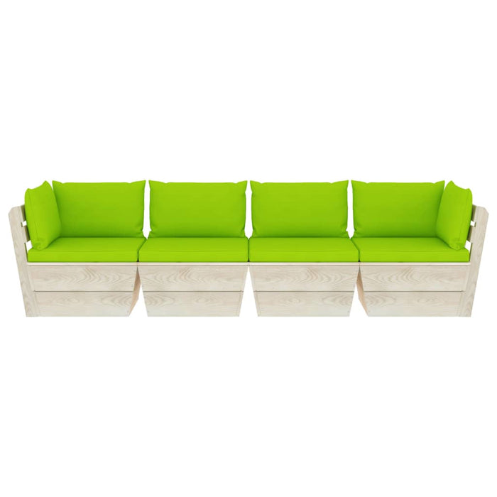 Divano da Giardino a 4 Posti su Pallet con Cuscini Legno Abete 3063455