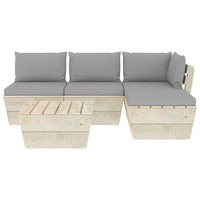 Set Divani da Giardino su Pallet 5 pz con Cuscini Legno Abete 3063457