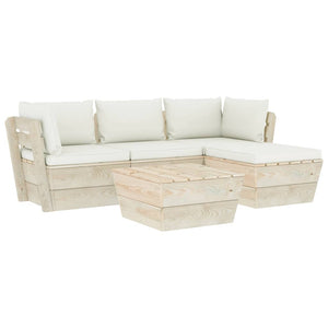 Set Divani da Giardino su Pallet 5 pz con Cuscini Legno Abete 3063470
