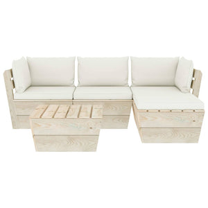 Set Divani da Giardino su Pallet 5 pz con Cuscini Legno Abete 3063470