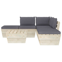 Set Divani da Giardino su Pallet 6 pz con Cuscini Legno Abete 3063492
