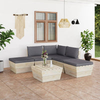 Set Divani da Giardino su Pallet 6 pz con Cuscini Legno Abete 3063492