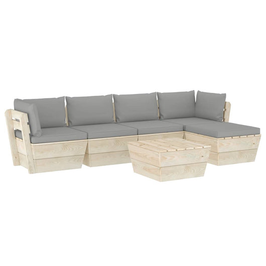 Set Divani da Giardino su Pallet 6 pz con Cuscini Legno Abete 3063505