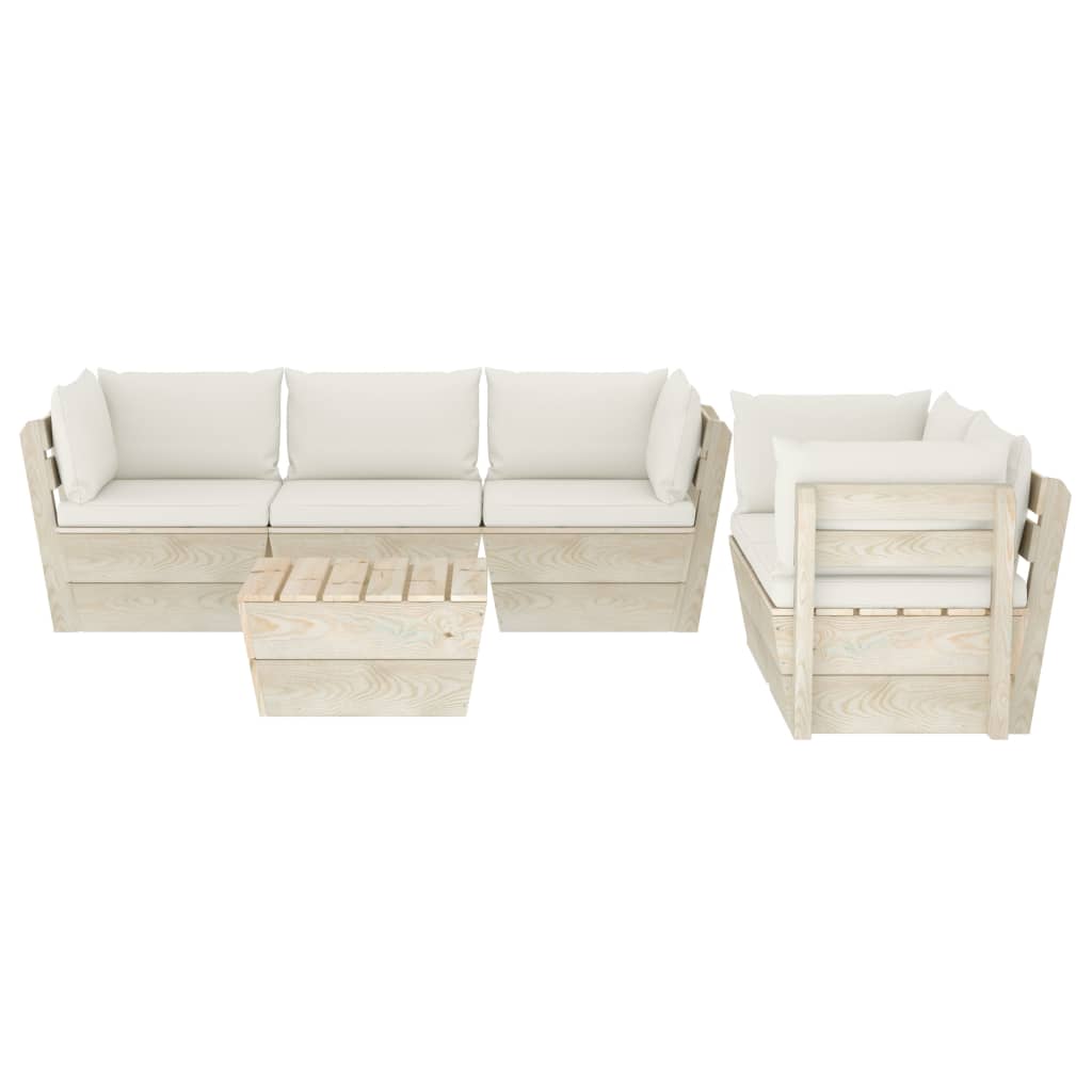 Set Divani da Giardino su Pallet 6 pz con Cuscini Legno Abete 3063518