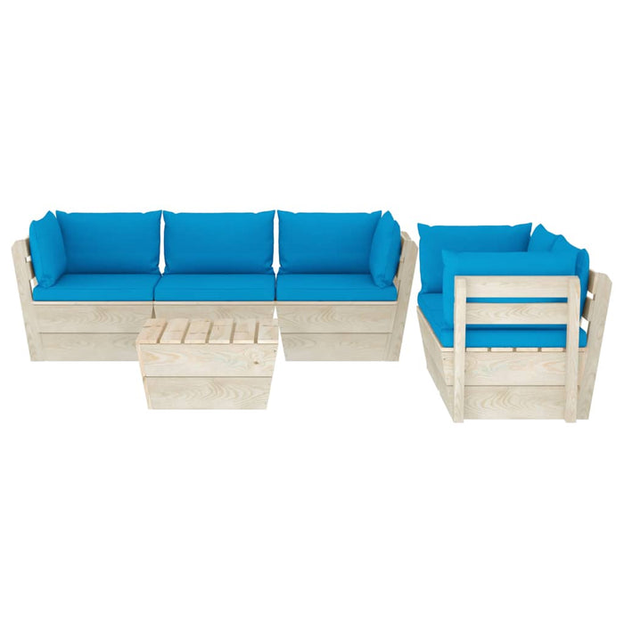 Set Divani da Giardino su Pallet 6 pz con Cuscini Legno Abete 3063520