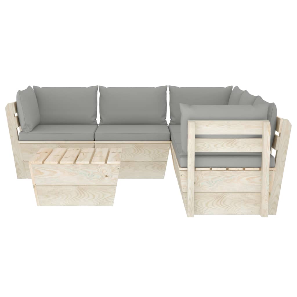 Set Divani da Giardino su Pallet 6 pz con Cuscini Legno Abete cod mxl 41990
